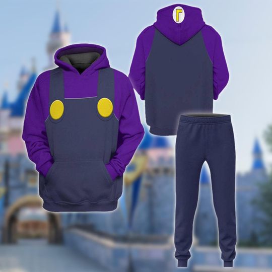 Long-Limbed Villain Full Over Print 3D Shirt, Purple-Hat Video Game Character Cosplay Hoodie, Wicked Prankster Costume Halloween Sweater