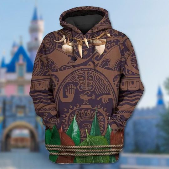 Maui 3D Adult Hoodie, Moana Movie Cosplay Costume Hoodie, Maui Character Moana Halloween Costume Shirt, Cartoon Hoodie