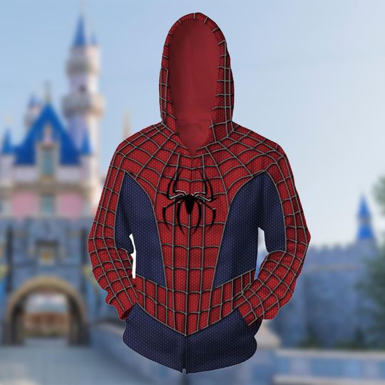 Spider Man Inspired Halloween Costume Hoodie, Peter Parker Cosplay Costume Sweatshirt, 3D Halloween Cosplay Costume, All Over Print Hoodie