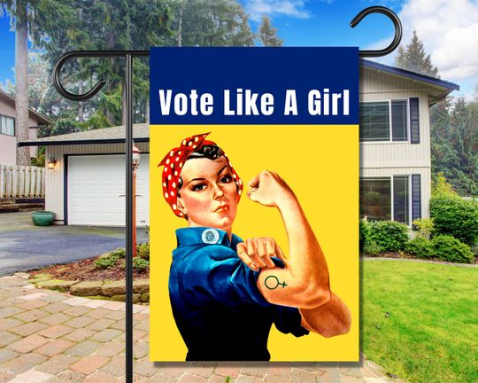 Vote Like A Girl Rosie the Riveter Political Yard Sign Kamala Harris Blue Wave Democrat