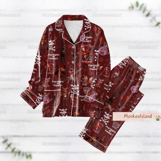 Halloween Five Nights At Freddy Pajamas, 5NAF Video Game Holiday Pajmas, Halloween Fnaf Game Pajmas Set, Halloween Trick Or Treat