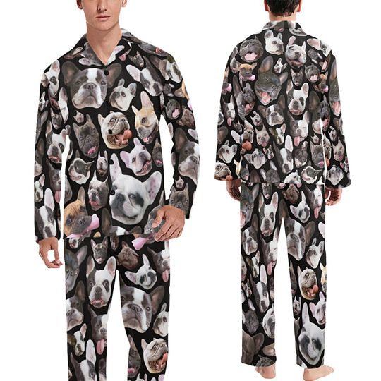 Men's French Bulldog Pajamas Set, Midnight Shirt, Pajamas Pants, Set Of Pajamas