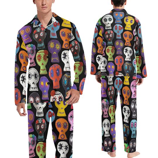Day of the Dead Sugar Skull Pajamas Set, Midnight Shirt, Pajamas Pants, Set Of Pajamas