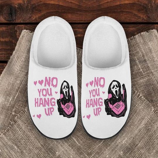 No You Hang Up Halloween Slippers, Halloween Ghost Slippers, Soft Indoor Slippers Shoes, BlueyDad Slippers