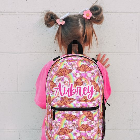 Personalized kids school backpack, personalized toddler backpack butterfly, custom name backpack for adults, monogram backpack birthday gift
