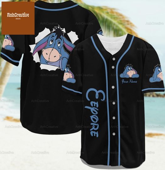 Custom Eeyore Winnie Pooh Baseball Jersey, Disney Eeyore Shirt, Eeyore Jersey, Eeyore Baseball Shirt