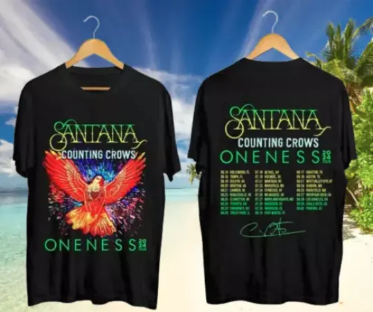 Carlos-Santana and Counting Crows The Oneness Tour 2024 T Shirt