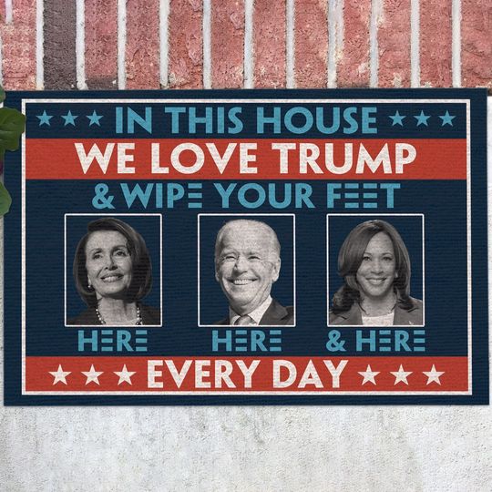 In This House We Love Trump Outdoor Decor Doormat,Republican Political Conservative Gift