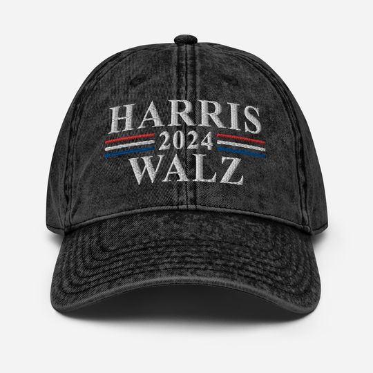 Kamala Harris Tim Walz Vintage Cotton Twill Cap, Tim Walz VP 2024 Twill Cap 4