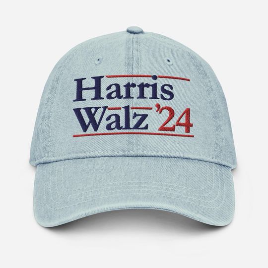 Harris Walz 2024 Hat (Embroidered Denim Cap) Kamala Harris Tim Walz Hat