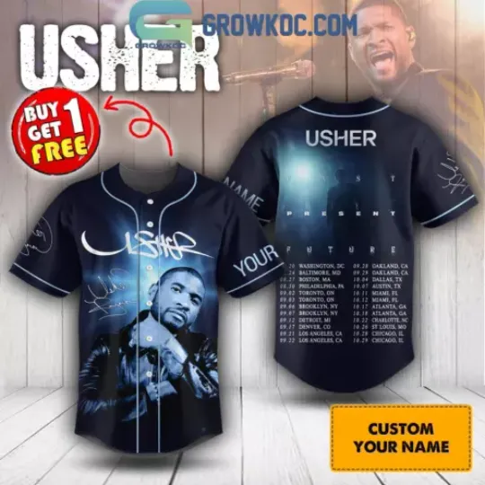 Past Present Future Of Usher Tour 2024 Personalized Baseball Shirt