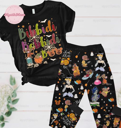 Halloween Cinde Pajamas Set, Bibbidi Bobbidi Boo Tshirt, Disney Princess Set Of Pajamas
