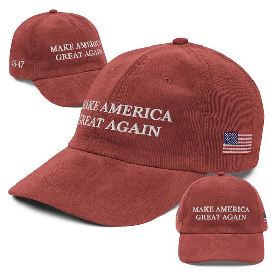 Trump 2024 Embroidered Adjustable Big Red Vintage Corduroy Cap