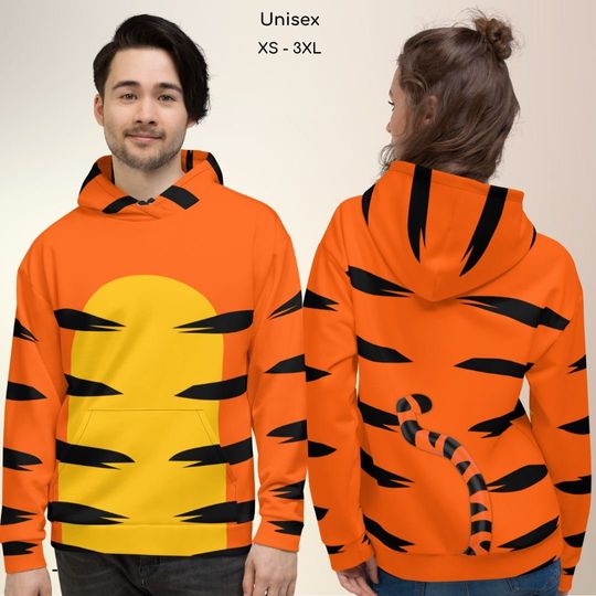 Winnie the Pooh Tigger Unisex Hoodie Adult Halloween Costume Cosplay Outfit Halloween Hoodie Unisex Birthday Gift