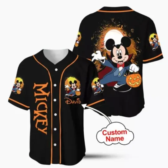 Personalized Mickey Mouse Halloween Lover 3D Printed Baseball Jersey Shirt