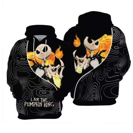 I Am The Pumpkin King Jack Skellington Happy Halloween 3D HOODIE Us Size