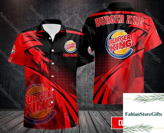 Halloween Burger King Shirt, Burger King Hawaiian Shirt, Fast Food Shirt, Custom Men Summer Shirt, Short Sleeve Hawaiian Shirt