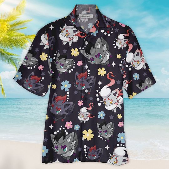 Zorua Hawaii Shirt Tropical Beach Summer, Button Up Funny Graphic Gift Zorua PKM Hawaii Shirt, Short, Zoroark Hawaii Shirt