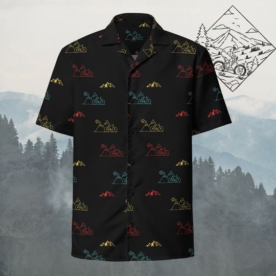 Mountain Biking Custom Hawaiian Shirt Outdoor Summer Lightweight Mens Fashion Print Outdoor