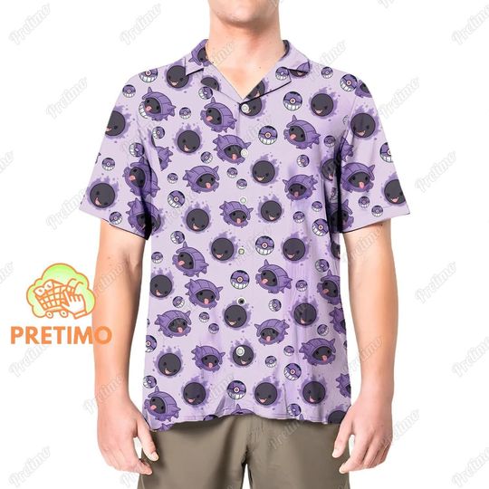 PKM Mismagius Hawaiian Shirt, Gastly Hawaiian Shirt, PKM Mismagius Shirt, PKM Gastly Shirt, PKM Hawaiian Shirt