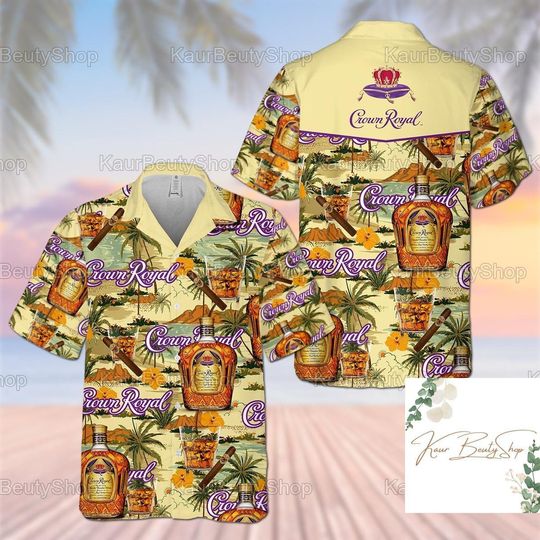 Crown Royal Shirt, Crown Royal Hawaiian Shirt, Whiskey Hawaii Shirt, Crown Royal Whiskey Shirt, Crown Royal Summer Shirt, Beach Shirt