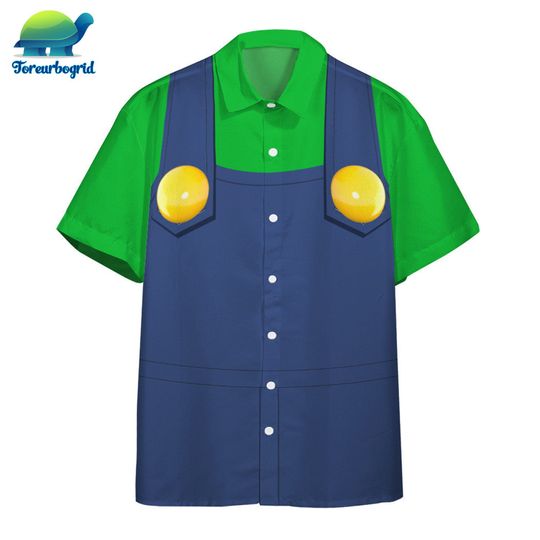 Super Mario Luigi Shirt, Luigi Outfit, Mario Hawaiian Shirt, Mario Birthday Shirt, Tropical Summer Shirt, Mario Shirt