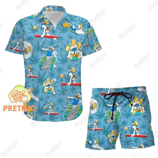 Donald Duck Shirt, Donald Hawaiian Shirt, Donald Shorts Men, Disney Hawaiian Shirt, Donald Duck Gift Shirt, Disney Gift, Summer Shirt