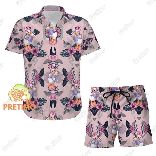 Daisy Duck Hawaiian Shirt, Daisy Duck Shorts, Daisy Duck Shirt, Disneyland Hawaiian Shirt, Disney Daisy Shirt, Daisy Duck Button Shirt