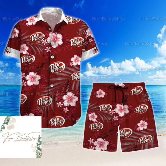 Halloween Dr Pepper Hawaii Shirt/Man Shorts, Dr Pepper Button Shirt, Dr Pepper Shirt, Hawaiian Shirt Men, Summer Swim Shorts