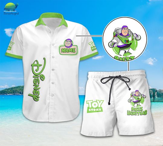Personalized Buzz Lightyear Hawaiian Shirt, Woody Hawaiian Shirt, Toy Story Summer Vacation Shirt, Buzz Lightyear Family Vacation Shirt
