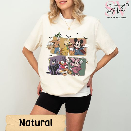 Retro Disney Mickey Halloween Short Sleeve Cotton Shirt, Graphic Tshirt for men, women, Unisex, Halloween Gifts