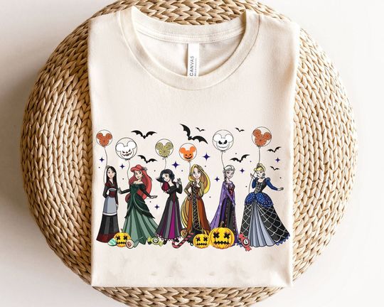 Disney Princess Mickey Balloon Halloween Cotton Tee, Graphic Tshirt for men, women, Unisex, Trending Halloween Gifts