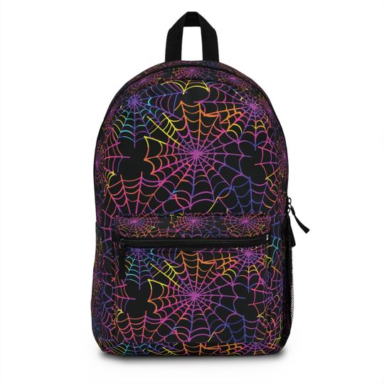 Neon Rainbow Spiderweb Backpack | Stylish and Durable School Bag | Perfect for Everyday Use