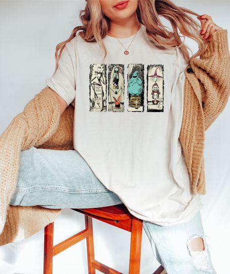 Retro Haunted Mansion The Nightmare Before Christmas Cotton Tee, Graphic Tshirt for men, women, Unisex, Trending Halloween Gifts