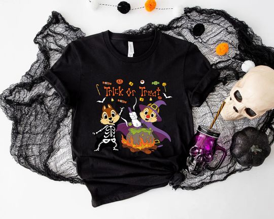 Chip And Dale Halloween Cotton Tee, Graphic Tshirt for men, women, Unisex, Trending Halloween Gifts