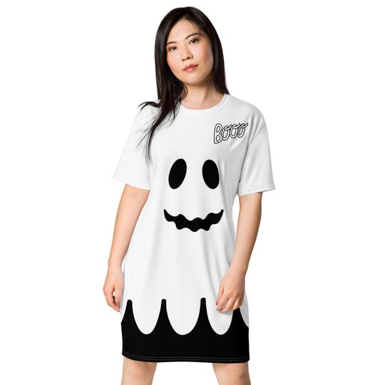 Ghost Costume T-shirt dress, Adult Halloween costume, boo
