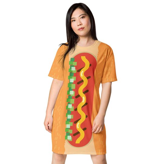Hot Dog costume T-shirt dress, Halloween, BBQ party, 4th of July outfit, summer outfit