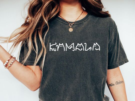 Comfort Colors Harris Walz 2024 Shirt, Kamala Cat Shirt, Cats For Kamala Shirt