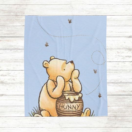 Classic Winnie the Pooh Hunny Pot Baby Blanket, Baby Shower Gift, New Baby Blanket, Winnie the Pooh Gift, Honey Pot Throw, Baby Bear Blanket