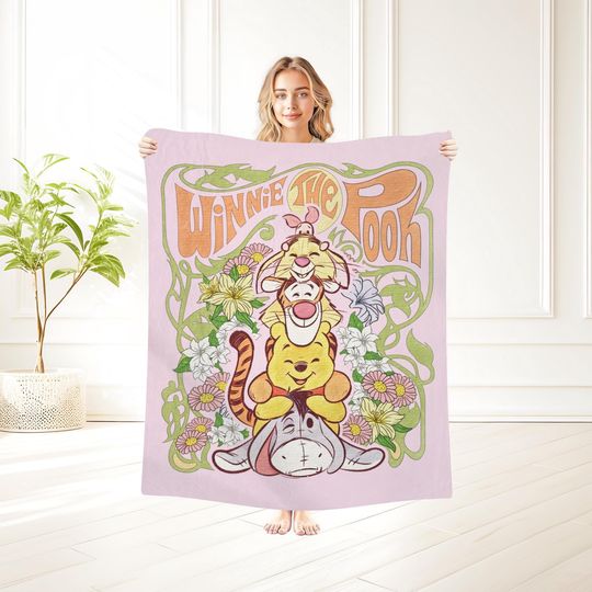 Winnie the Pooh Blanket, Pooh Bear Baby Blankets Girl, Birthday Gift Daughter, Christmas Gift Kids, Baby Shower Gifts Baby Boy, Cute Blanket