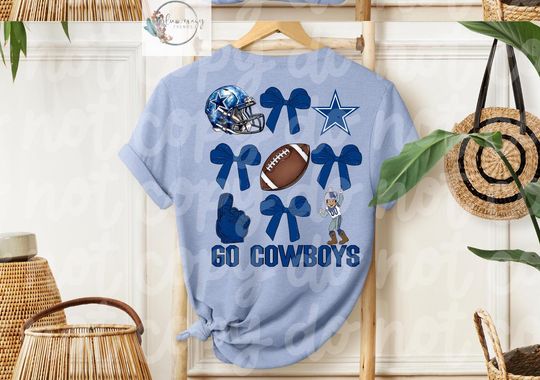 Go Cowboys Football, Dallas Cowboys, Coquette, Bow, Football, Game Day tshirt