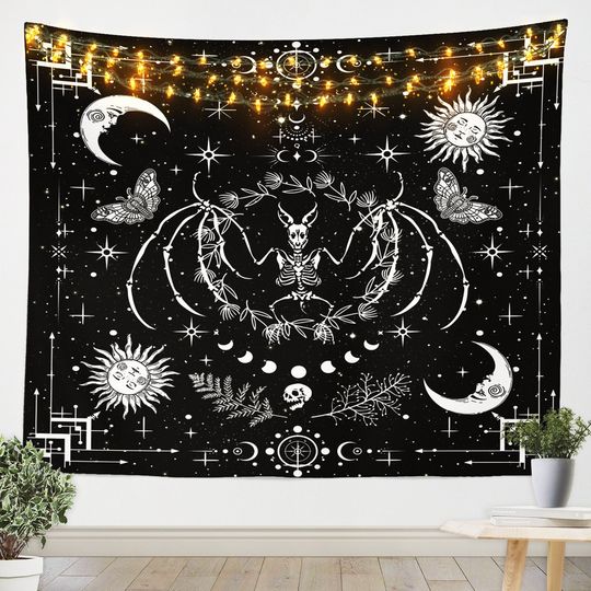 Gothic Skeleton Tapestry, Halloween Home Decor, Horror Decor, Halloween Gifts Idea