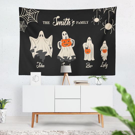 Halloween Wall Tapestry For Family,Halloween Wall Art,Ghost Tapestry, Halloween Home Decor, Horror Decor, Halloween Gifts Idea