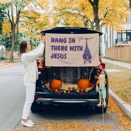 Christian Happy Halloween Trunk or Treat Tapestry, Halloween Home Decor, Horror Decor, Halloween Gifts Idea