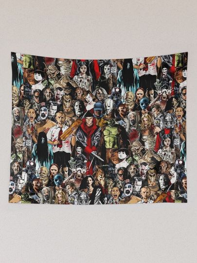 Horror Collection Wall Tapestry,  Halloween Tapestries, Horror Backdrop, Cute Flag, Horror Wall Hanging