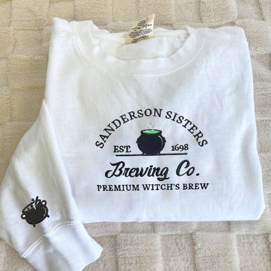 Sanderson Sisters Embroidered Crewneck, Comfort Color Sanderson Witch Shirt