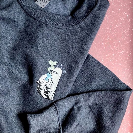 Sheet Ghost Sweatshirt, Glow In The Dark Embroidered Sweatshirt, Adult Unisex Clothing