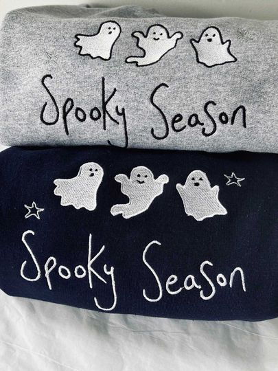 Embroidered Ghosts Jumper 'Spooky Season' Cute Autumn Sweater,