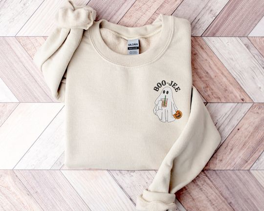 Boo-Jee Ghost Embroidered Sweatshirt, Halloween Crewneck, Ghost, Spooky Season