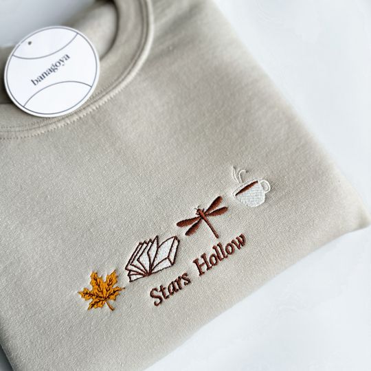 Stars Hollow fall sweatshirt, embroidered sweatshirt, embroidered crewneck
